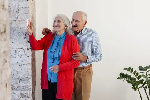 Person moving safely near a home entry